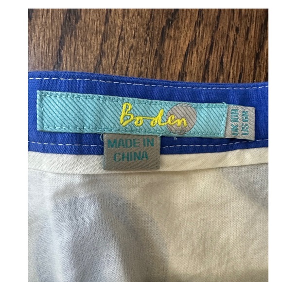 Boden Women's White and Blue Lined A Line Knee Length Skirt 100% Cotton Size 6 - Picture 3 of 5